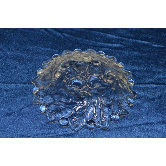 Vintage Indiana Glass Wild Rose Clear Flower Dessert Plate Bowl Dish Tray Leaf - Picture 3 of 5